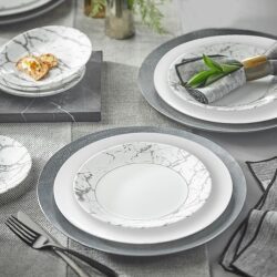 סט צלחות Corelle – קורל 18 חלקים, Stone Grey מבית Corning