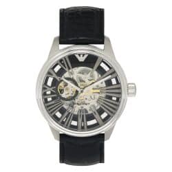 Watch by Emporio Armani – Mens AR4629 Black Leather Skeleton