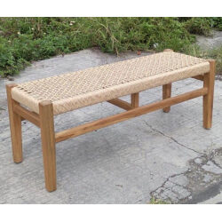 Bench ספסל מעץ טיק וראטן סינטטי