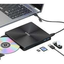 כונן צורב DVD חיצוני כולל שתי כניסות USB וקורא כרטיסים ORICO