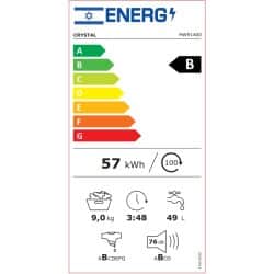 מכונת כביסה פתח חזית 9 ק”ג 1400 סל”ד crystal mw91400