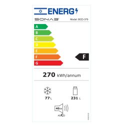 מקרר מקפיא עליון 308 ליטר bcd 375 snwt לבן