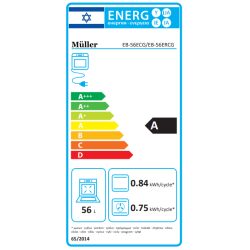 תנור בנוי 60 טורבו משולב  שיפוד גריל eb-56ercgafb זכוכית שחור muller