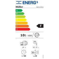 מדיח כלים רחב 60 ס” מ wqp12-5201kw לבן muller